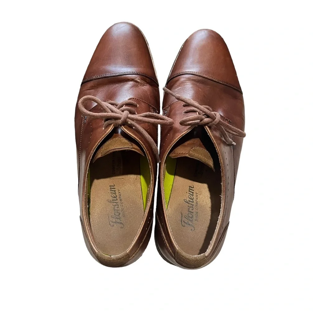 Florsheim UPTOWN 15166-221 Cognac‎ Leather Cap Toe Oxford Dress Shoes Size 8.5